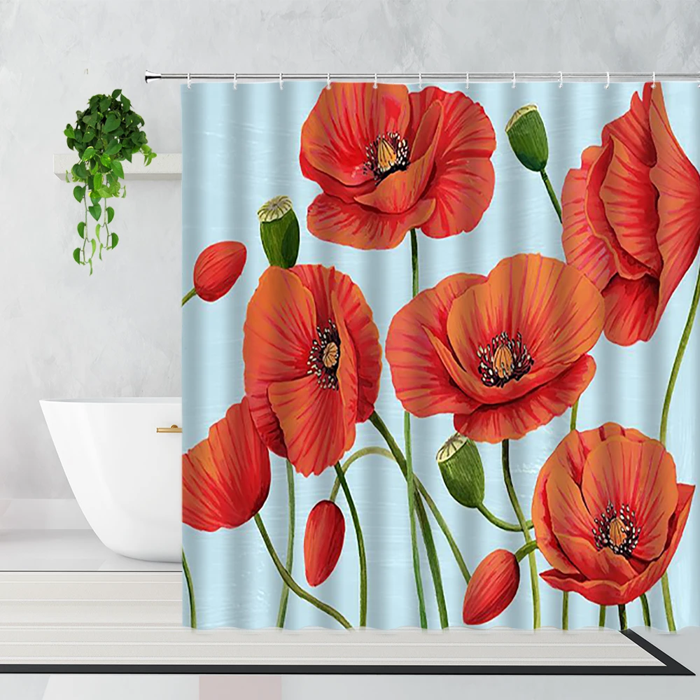 Beautiful Poppy Flowers Shower Curtain Red Plant Butterfly Flower Home Decoration Background Waterproof Bath Curtains With Hooks
Beautiful Poppy Flowers Shower Curtain Red Plant Butterfly Flower Home Decoration Background Waterproof Bath Curtains With Hooks