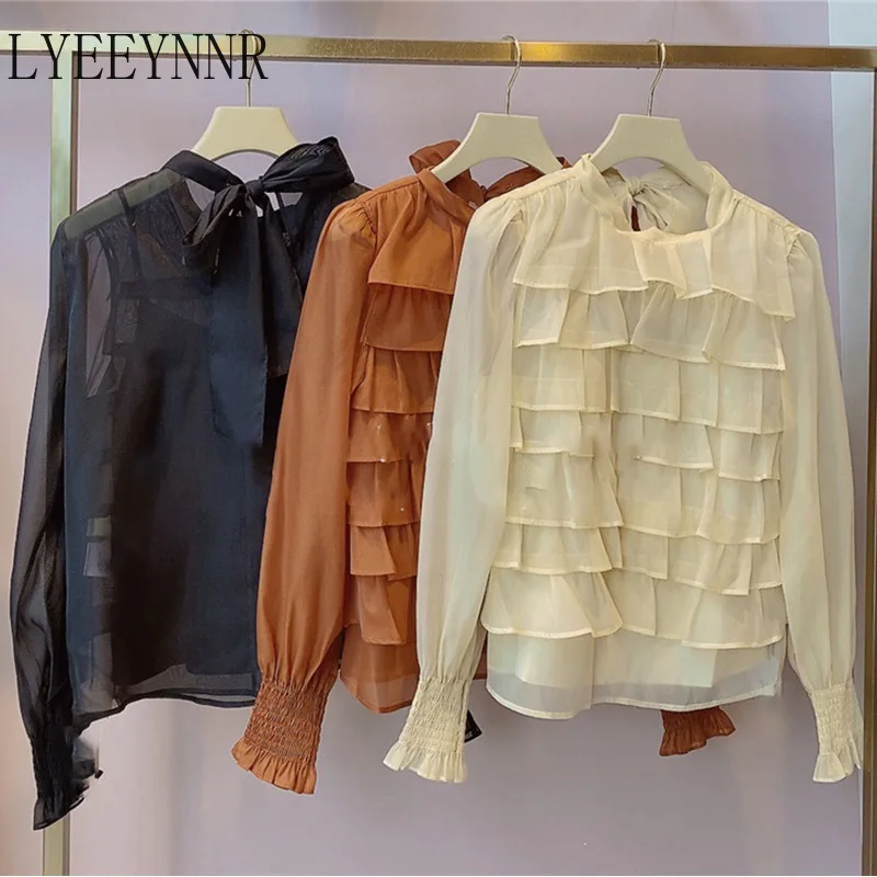 LYEEYNNR Ruffles Blouse Women Japan Style Patchwork Solid Color Long Sleeve Sweet Tops Stand Collar Bow Knot Lace Up Shirts
LYEEYNNR Ruffles Blouse Women Japan Style Patchwork Solid Color Long Sleeve Sweet Tops Stand Collar Bow Knot Lace Up Shirts