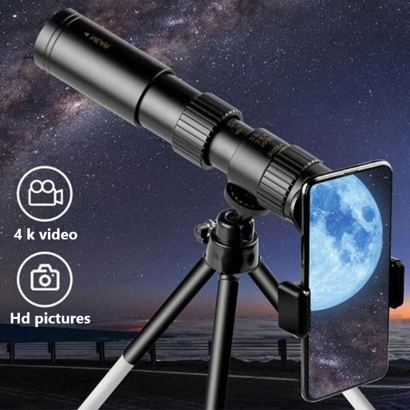 Монокулярный телескоп 4k 10-300x40 мм с супертелефото и зумом, со штативом и зажимом, аксессуары
Монокулярный телескоп 4k 10-300x40 мм с супертелефото и зумом, со штативом и зажимом, аксессуары