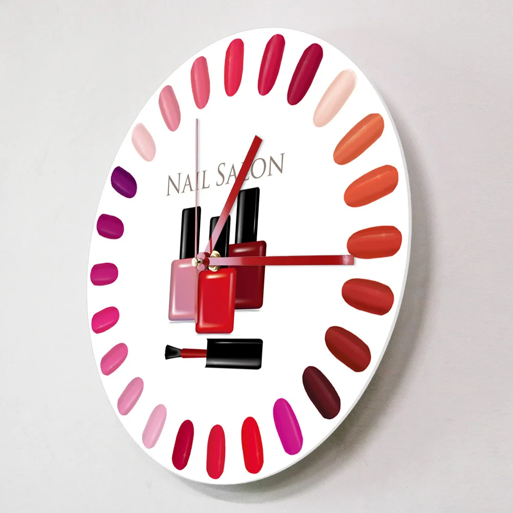 Beauty Salon Nail Polish Palette Bottle Design Modern Acrylic Wall Hanging Clock Manicure Nails Studio Wall Art Decorative Watch 
Beauty Salon Nail Polish Palette Bottle Design Modern Acrylic Wall Hanging Clock Manicure Nails Studio Wall Art Decorative Watch