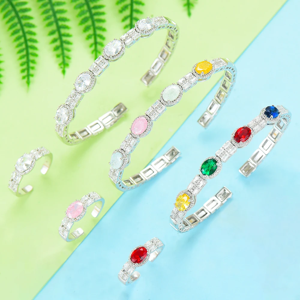 LARRAURI Exquisite Shiny New Hot Clear AAA CZ Open Bouncy Bangle Ring Jewelry Set for Women Bridal Wedding Jewelry Accessories
LARRAURI Exquisite Shiny New Hot Clear AAA CZ Open Bouncy Bangle Ring Jewelry Set for Women Bridal Wedding Jewelry Accessories