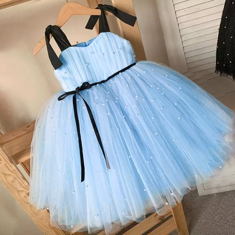 Baby Girl Tulle Dress Princess Party Tutu Fluffy Flower Wedding Champagne Gown Children Clothing Kids Clothes Vestidos | Детская одежда