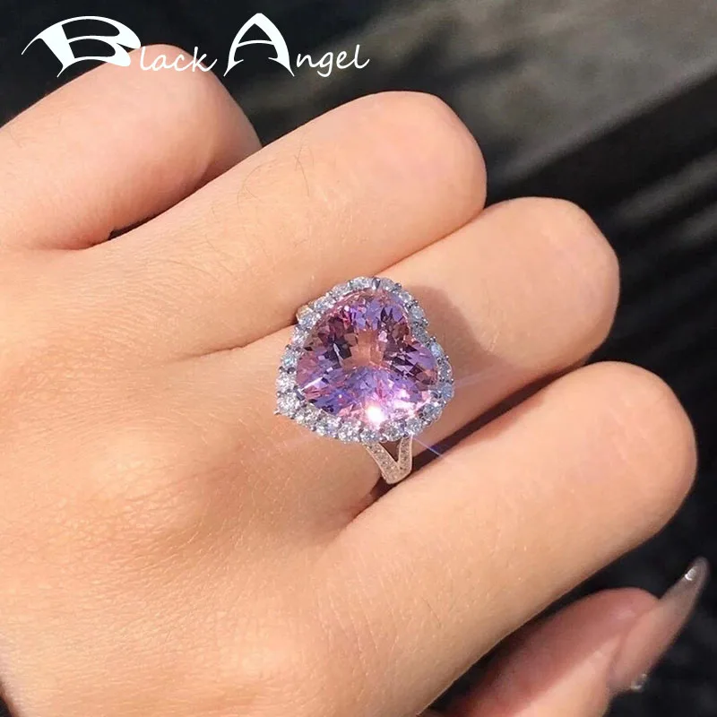 BLACK ANGEL Ladies 925 Silver Ring Romantic Heart Shaped Pink Tourmaline Gemstone Adjustable Ring For Women Jewelry Wedding Gift
BLACK ANGEL Ladies 925 Silver Ring Romantic Heart Shaped Pink Tourmaline Gemstone Adjustable Ring For Women Jewelry Wedding Gift