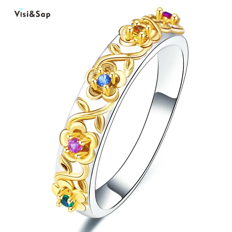 Фото Женское кольцо с цветами Visisap обручальное в дворцовом стиле B2874 | Украшения и