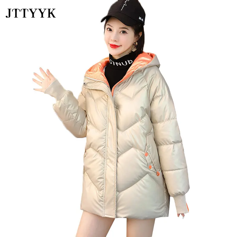 Medium Length Women Coat Winter Hooded Waterproof Down Jacket Fashion Warm Parkas New Glossy Zipper Loose Outerwear Snow Coats
Medium Length Women Coat Winter Hooded Waterproof Down Jacket Fashion Warm Parkas New Glossy Zipper Loose Outerwear Snow Coats