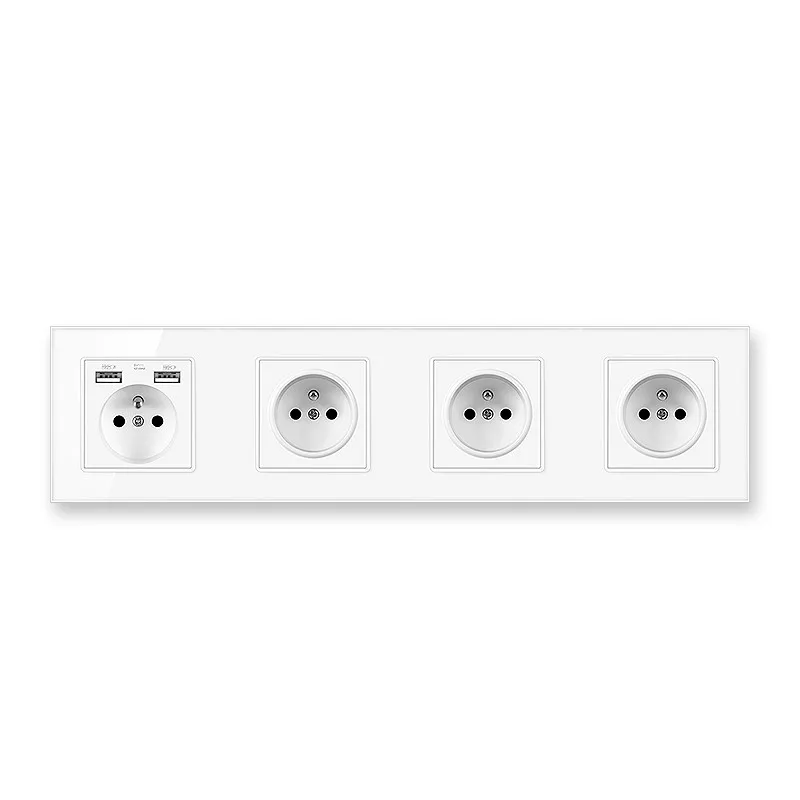 French Standard Crystal Tempered Glass Usb 5V 2100mA Enchufe Wall Socket Steckdose Pared Prise Murale Sockets AC100-250V 
French Standard Crystal Tempered Glass Usb 5V 2100mA Enchufe Wall Socket Steckdose Pared Prise Murale Sockets AC100-250V