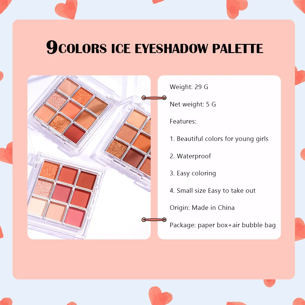 SANIYE 9 Colors Eyeshadow Palette Make Up Palette Shimmer Holographic Shiny Matte Glitter Pigment Eye Shadow E0925
SANIYE 9 Colors Eyeshadow Palette Make Up Palette Shimmer Holographic Shiny Matte Glitter Pigment Eye Shadow E0925