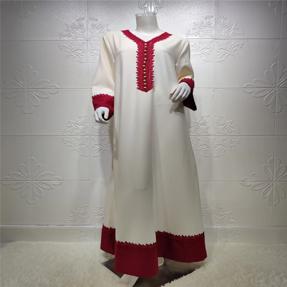 Fashion Long Dress for Muslim Women Long Sleeves Ankle Length Color Matching V Neck Casual Comfortable Wholesale Dropshipping
Fashion Long Dress for Muslim Women Long Sleeves Ankle Length Color Matching V Neck Casual Comfortable Wholesale Dropshipping