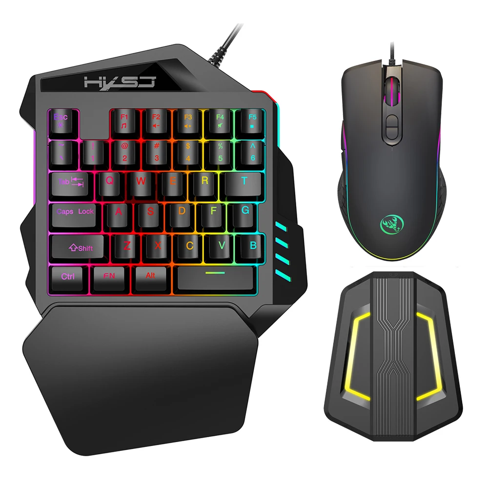 HXSJ A867 Wired RGB Ergonomic Gaming Mouse V100 35 Keys Single-hand Gaming Keyboard P6 Portable Keyboard Mouse Converter Combo
HXSJ A867 Wired RGB Ergonomic Gaming Mouse V100 35 Keys Single-hand Gaming Keyboard P6 Portable Keyboard Mouse Converter Combo