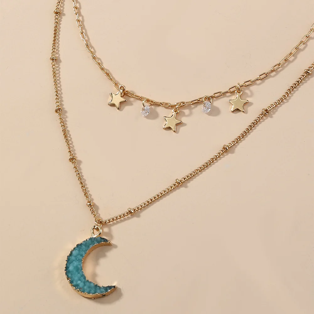 Double Chain Fashion Jewelry Temperament Necklace Simple Personality Niche Fresh Blue Moon Star Necklace
Double Chain Fashion Jewelry Temperament Necklace Simple Personality Niche Fresh Blue Moon Star Necklace