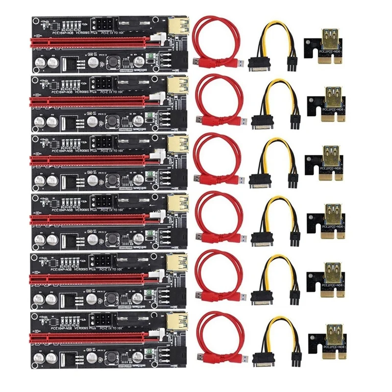 PCI-E Riser VER009S Plus GPU PCIE Card PCI E X16 to X1PCI Express Adapter Card 6Pin to SATA USB3.0 with LED Lights
PCI-E Riser VER009S Plus GPU PCIE Card PCI E X16 to X1PCI Express Adapter Card 6Pin to SATA USB3.0 with LED Lights