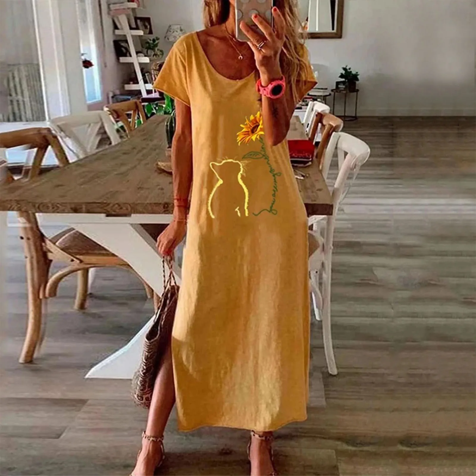 Sagace 2021 New Summer Flower Dress Women's Round Neck Short Sleeve Print Daily Casual Vintage Bohemian Maxi Dress
Sagace 2021 New Summer Flower Dress Women's Round Neck Short Sleeve Print Daily Casual Vintage Bohemian Maxi Dress
