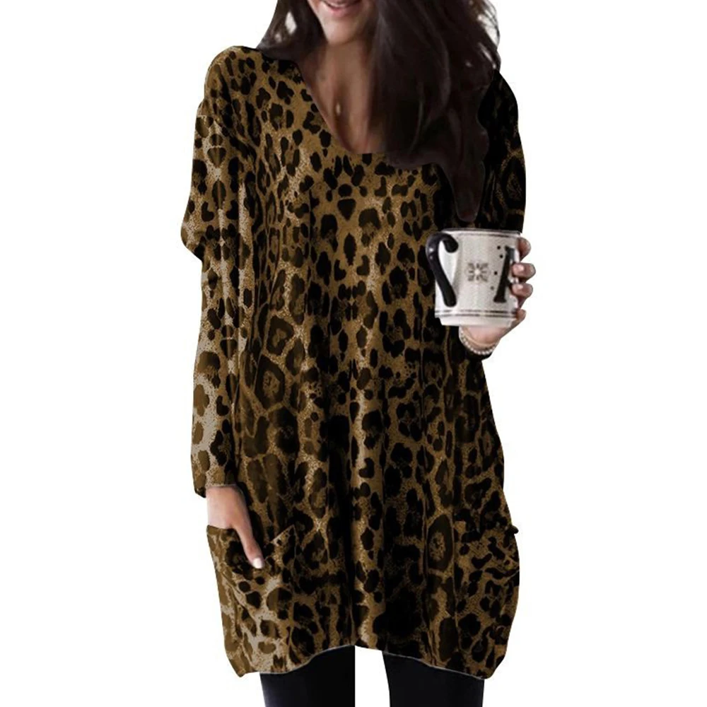 Pocket t Shirt Women Long Sleeve Top Leopard Printed Casual Top Women Clothing Pullovers Fall Loose t Shirt Autumn Clothes Top
Pocket t Shirt Women Long Sleeve Top Leopard Printed Casual Top Women Clothing Pullovers Fall Loose t Shirt Autumn Clothes Top