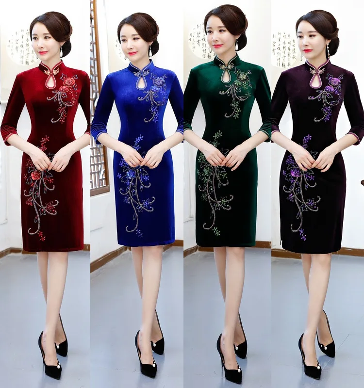 New Cheongsam Handmade Beaded Stand Collar Split Gold Velvet Cheongsam Skirt Improved Wedding Banquet Wedding Qipao Платье
New Cheongsam Handmade Beaded Stand Collar Split Gold Velvet Cheongsam Skirt Improved Wedding Banquet Wedding Qipao Платье