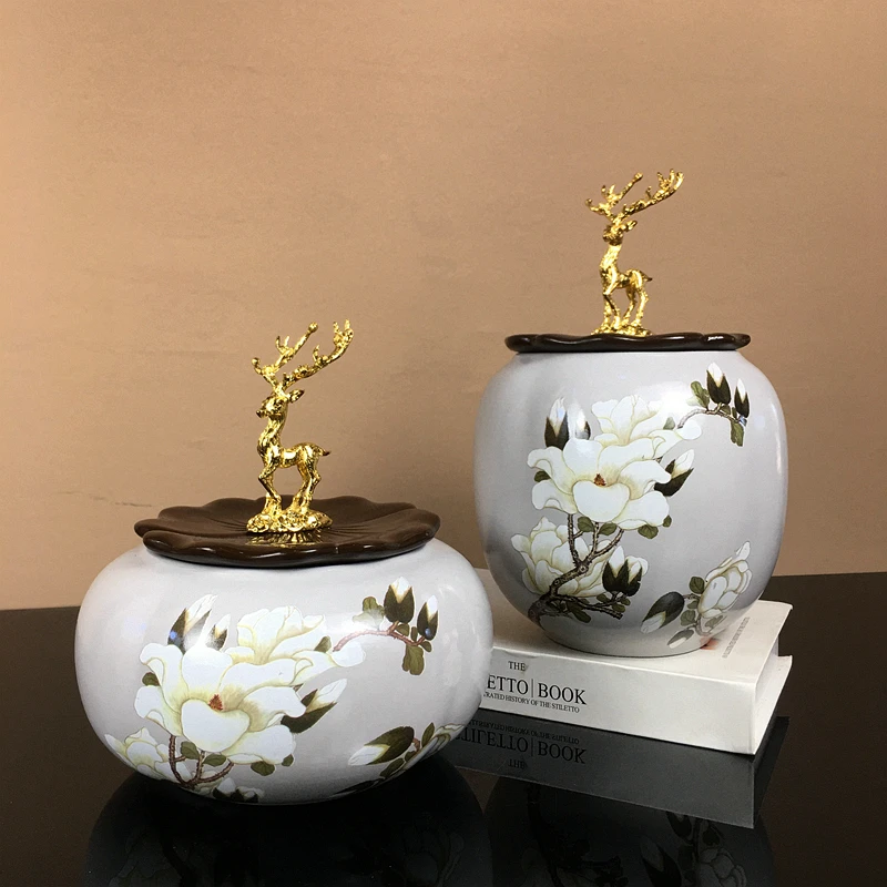 High-grade Ceramic Elk Storage Tins Sealed Tea Cans Food Containers Candy Snack Boxes Jewelry Cosmetic Storage Home Decoration
High-grade Ceramic Elk Storage Tins Sealed Tea Cans Food Containers Candy Snack Boxes Jewelry Cosmetic Storage Home Decoration
