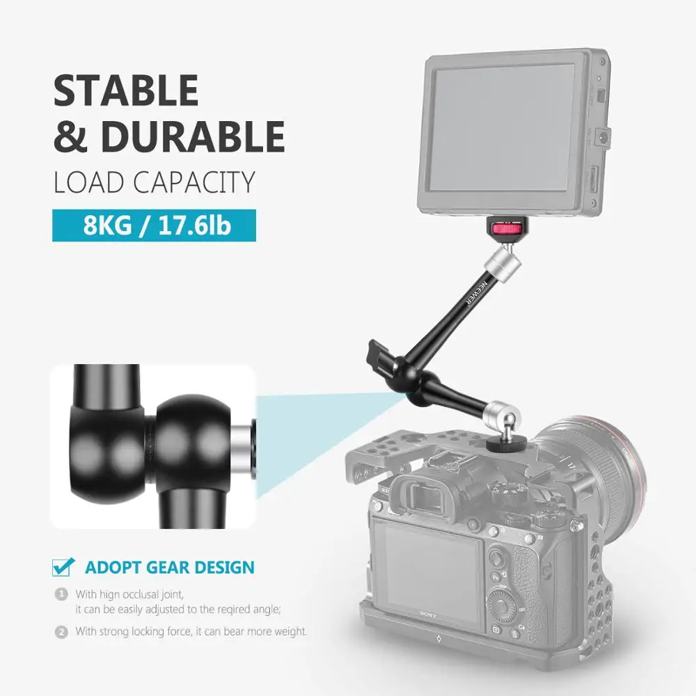 Neewer 11-Inch Adjustable Articulating Friction Magic Arm, DSLR/Mirrorless/Action Camera/Smartphone/LCD Monitor Video Vlog Rig
Neewer 11-Inch Adjustable Articulating Friction Magic Arm, DSLR/Mirrorless/Action Camera/Smartphone/LCD Monitor Video Vlog Rig