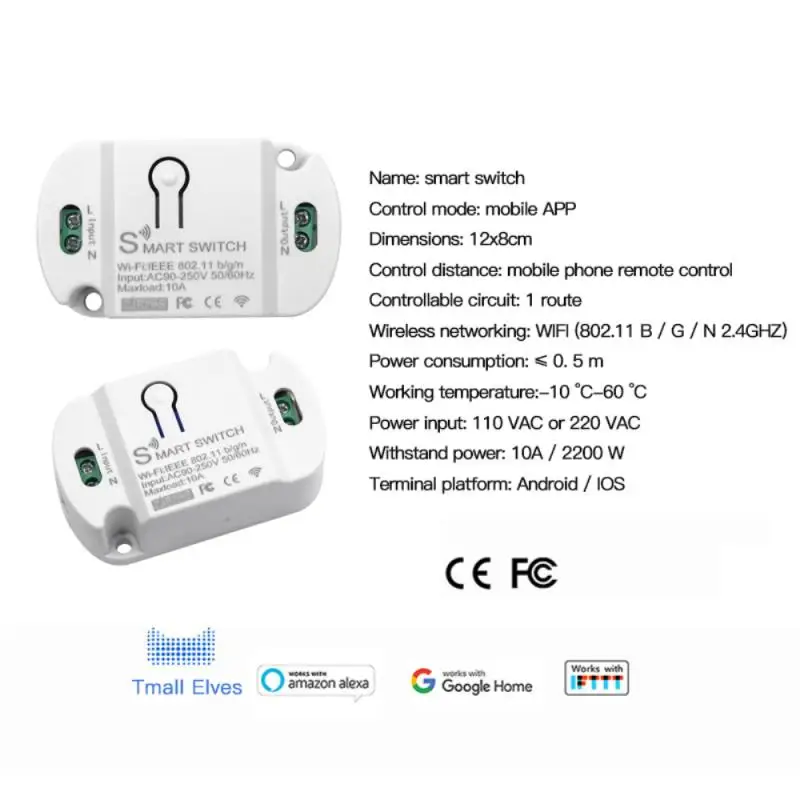 10A Wifi Smart Switch Wireless Remote Switch Timer Smart Home Automation Timer Work With Alexa Google Home Tuya APP Control
10A Wifi Smart Switch Wireless Remote Switch Timer Smart Home Automation Timer Work With Alexa Google Home Tuya APP Control