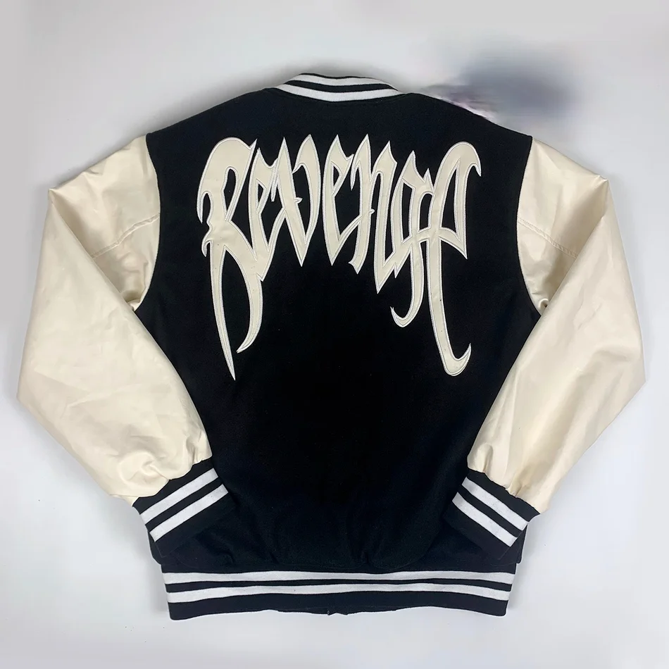 Revenge Wool Varsity Jacket Men Embroidered Leather Sleeves Stitching Baseball Uniform Clothes coat women
Revenge Wool Varsity Jacket Men Embroidered Leather Sleeves Stitching Baseball Uniform Clothes coat women