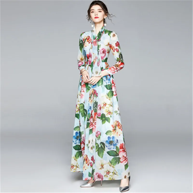 Elegant Women Multicolor Floral Print Boho Beach Vacation Maxi Dresses Autumn Female Long Sleeve Bow Belt Pleated Long Dresses
Elegant Women Multicolor Floral Print Boho Beach Vacation Maxi Dresses Autumn Female Long Sleeve Bow Belt Pleated Long Dresses