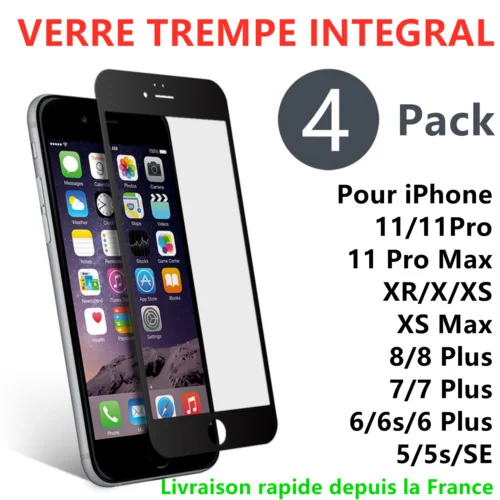 

Verre Trempe Integral For Iphone 12/11/xr/x/xs/8/7/6 Film Vitre Protection Ecran 3d