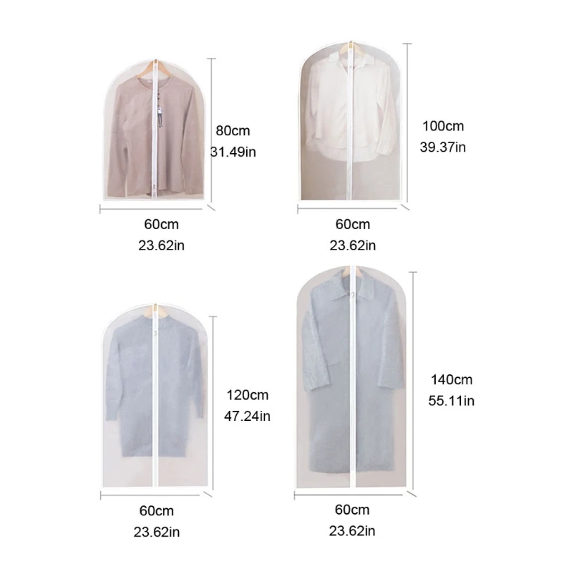 6 Pcs Full Zipper Translucent Clothes Cover Protector Dustproof Hanging Clothing Storage Bag Waterproof Breathable Garment Cove 
6 Pcs Full Zipper Translucent Clothes Cover Protector Dustproof Hanging Clothing Storage Bag Waterproof Breathable Garment Cove