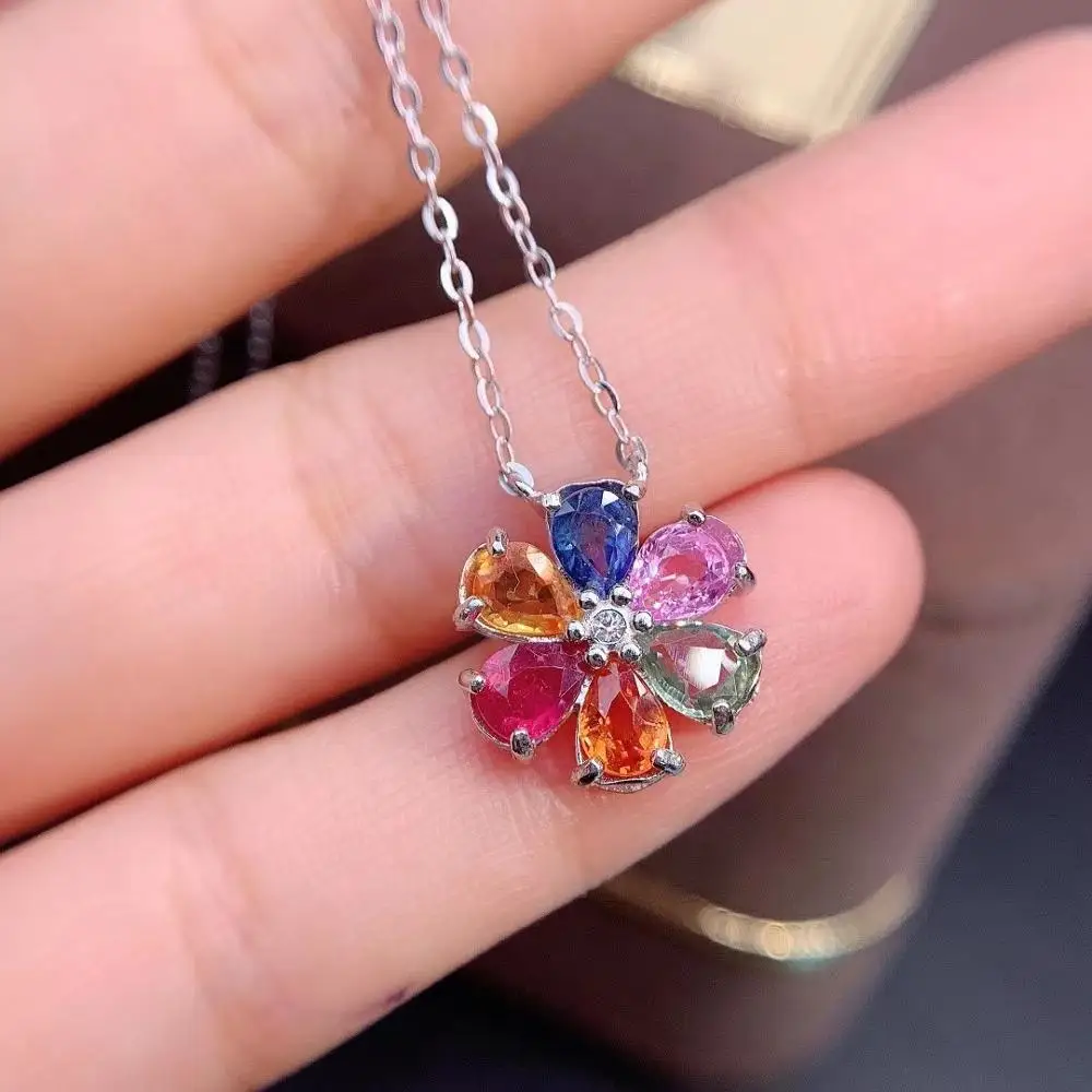 fashion grace flower Natural Multicolor sapphire Necklace natural gemstone Pendant Necklace S925 silver girl party gift Jewelry
fashion grace flower Natural Multicolor sapphire Necklace natural gemstone Pendant Necklace S925 silver girl party gift Jewelry