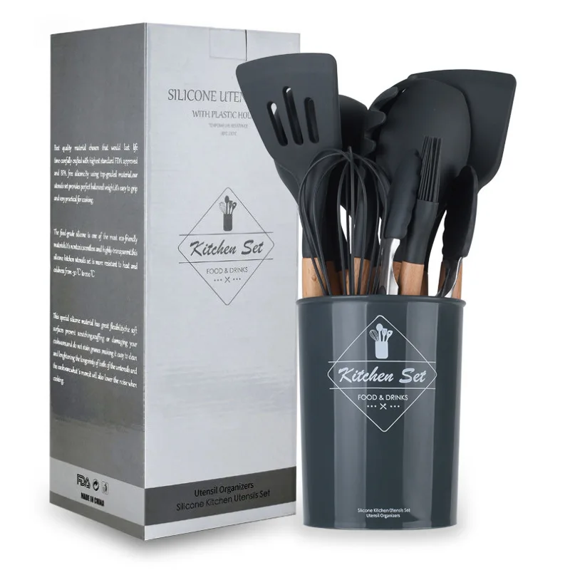 Kitchen Set Premium Silicone Kitchen Utensils 10-Piece Cooking Utensils Set with Bamboo Wood Handles for Nonstick Cookware Tools
Kitchen Set Premium Silicone Kitchen Utensils 10-Piece Cooking Utensils Set with Bamboo Wood Handles for Nonstick Cookware Tools