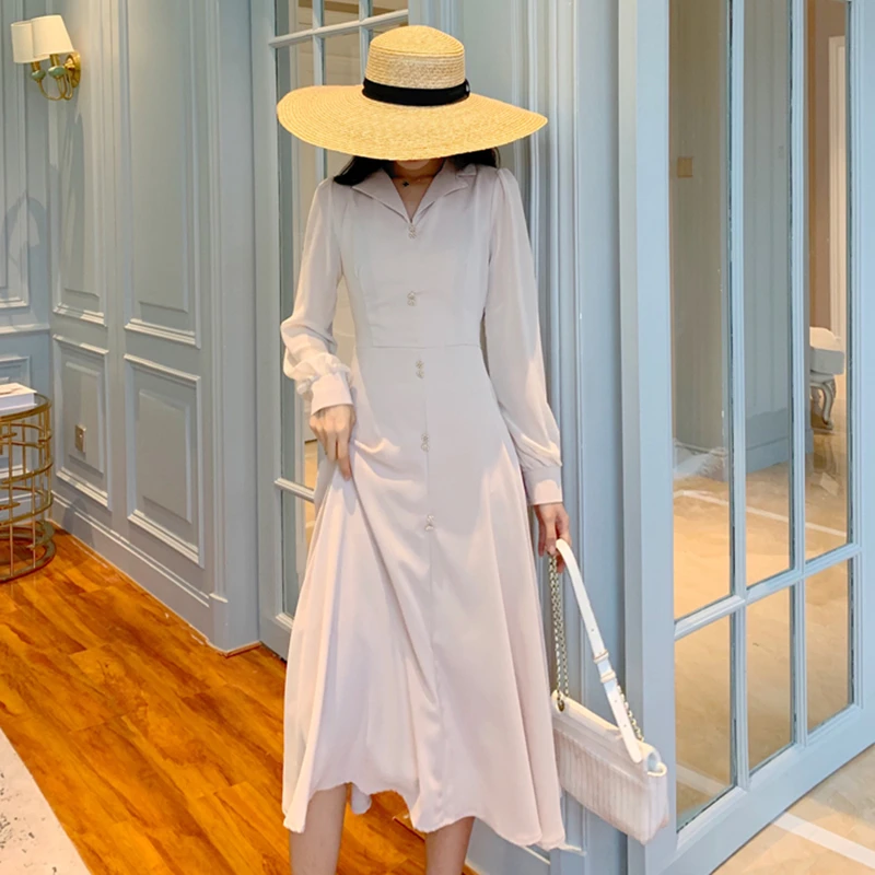 Autumn Women Vintage Slim Waisted Dresses Female Chic Midi Long Sleeve Chiffon Shirt Dress Vestidos
Autumn Women Vintage Slim Waisted Dresses Female Chic Midi Long Sleeve Chiffon Shirt Dress Vestidos