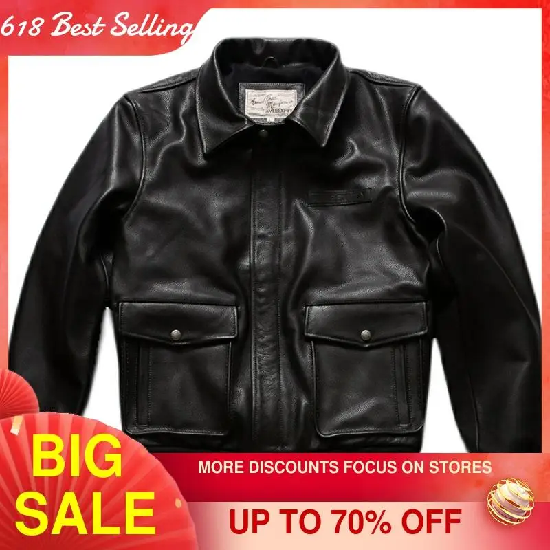 2021 Black Military Style A2 Leather Jacket Men Plus Size 3XL Genuine Natural Cowhide Autumn Slim Fit Short Aviation Coat
2021 Black Military Style A2 Leather Jacket Men Plus Size 3XL Genuine Natural Cowhide Autumn Slim Fit Short Aviation Coat
