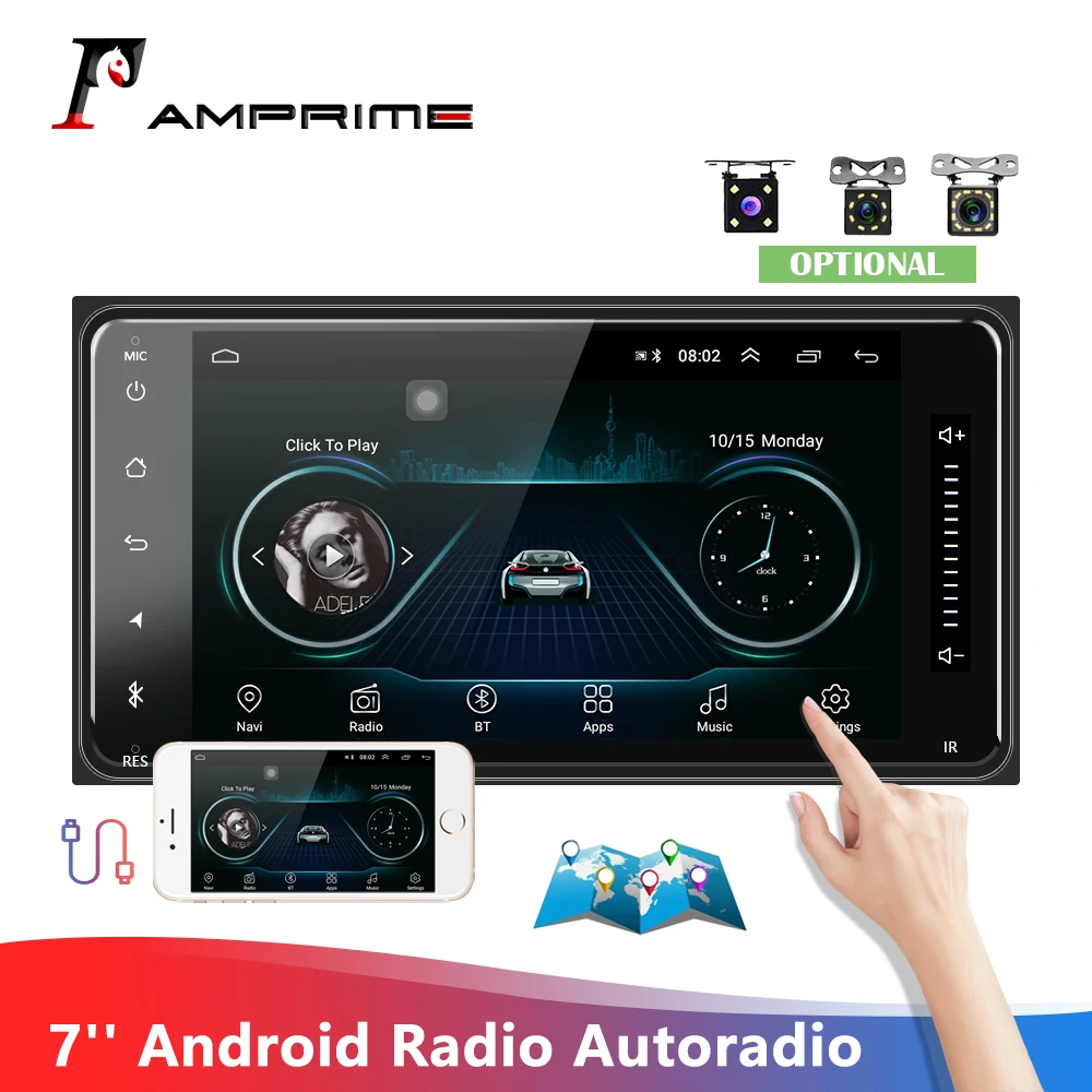 AMPrime Android Автомагнитола для Toyota Corolla 7 ''сенсорный экран автомобиля MP5 плеер