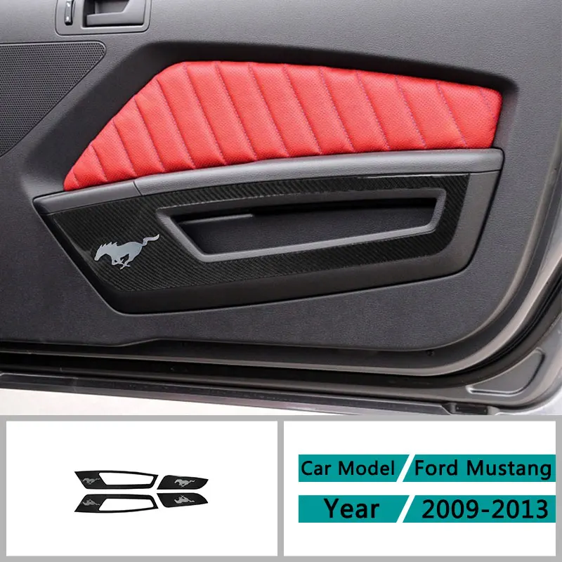 Carbon Fiber Car Accessories Interior Inner Door Panel Modification Decoration Trim Stickers For Ford Mustang 2009-2013 | Автомобили и