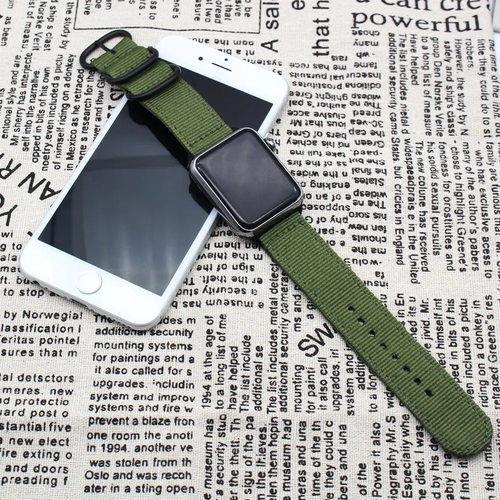Ремешок NATO для apple watch band 44 мм 40 спортивный нейлоновый браслет iWatch 3 5 6 4 2 1 se 38 42 -
