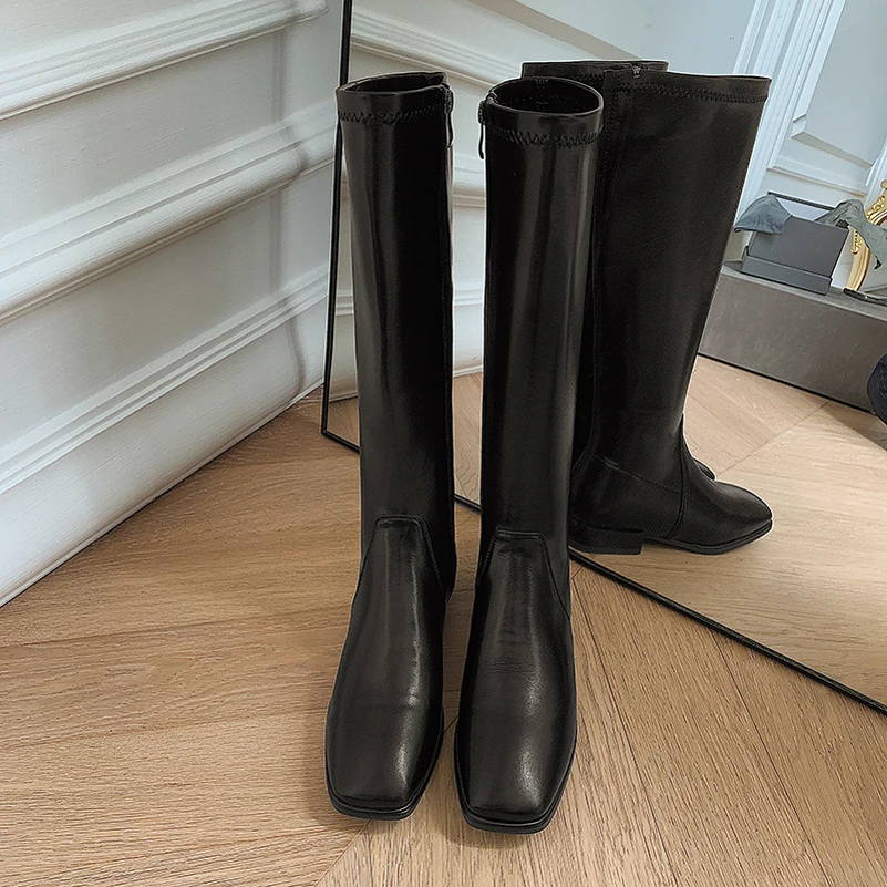 Meotina Riding Boots Flats Knee-High Boots Women Shoes Zipper Square Toe Long Boots Female Autumn Winter Brown Large Size 43
Meotina Riding Boots Flats Knee-High Boots Women Shoes Zipper Square Toe Long Boots Female Autumn Winter Brown Large Size 43