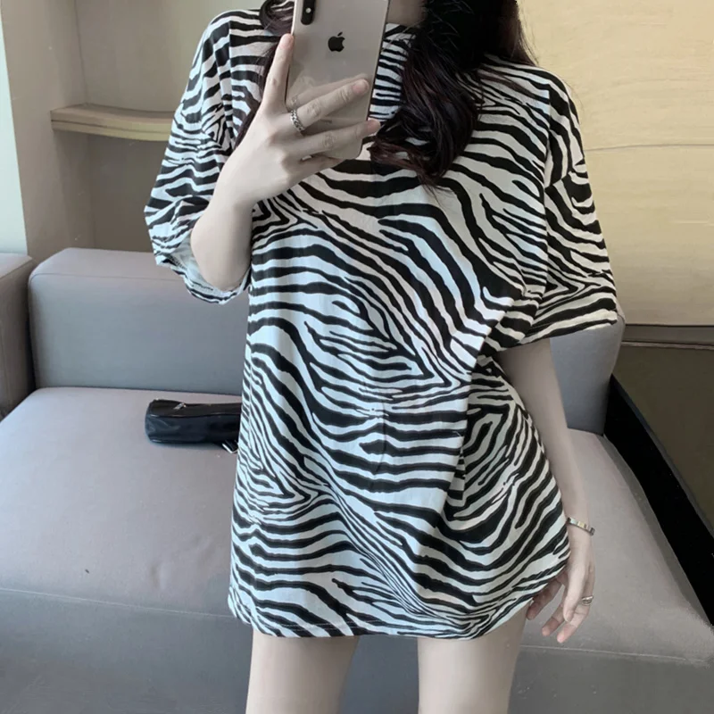 Korean Summer New Zebra Print Tees Gothic Cotton T-shirt Short Sleeve Ins Streetwear Tops Hip-Hop Punk Harajuku Women's T-Shirt
Korean Summer New Zebra Print Tees Gothic Cotton T-shirt Short Sleeve Ins Streetwear Tops Hip-Hop Punk Harajuku Women's T-Shirt