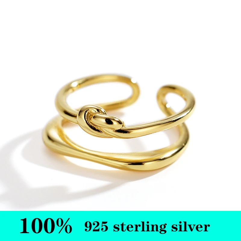 925 sterling silver irregular double line knot ring 18K gold color can be adjusted 2 colors of party woman ring
925 sterling silver irregular double line knot ring 18K gold color can be adjusted 2 colors of party woman ring