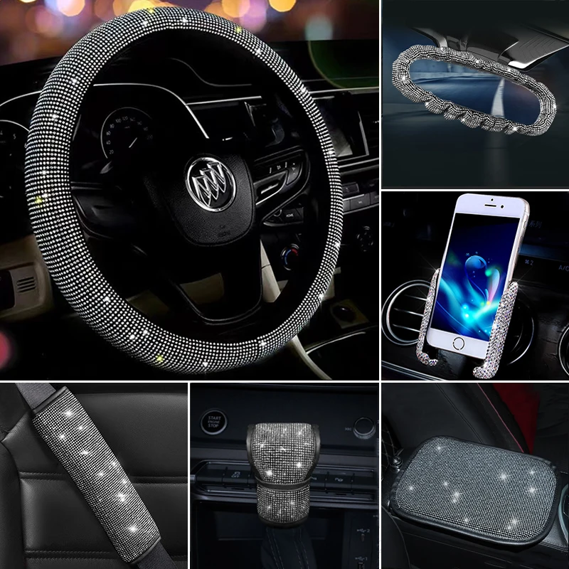 Bling White Diamond Car Accessories Steering Wheel Handbrake Rearview Mirror Armrest Box Cover for Women Girls
Bling White Diamond Car Accessories Steering Wheel Handbrake Rearview Mirror Armrest Box Cover for Women Girls