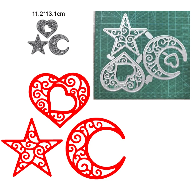 Heart-shaped Star Moon 2021 Metal Photo Album Cutting dies Scrapbook Making Greeting Card Craft DIY Art Paper stamps cut die 
Heart-shaped Star Moon 2021 Metal Photo Album Cutting dies Scrapbook Making Greeting Card Craft DIY Art Paper stamps cut die