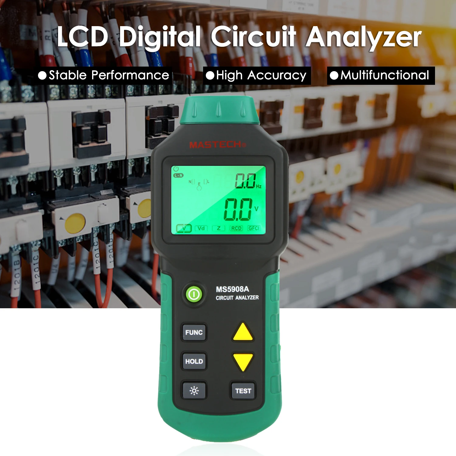 MS5908C Digital Circuit Analyzer Voltage GFCI RCD Fault Tester Low Voltage Distribution Line Fault Test Meter Circuit Tester
MS5908C Digital Circuit Analyzer Voltage GFCI RCD Fault Tester Low Voltage Distribution Line Fault Test Meter Circuit Tester