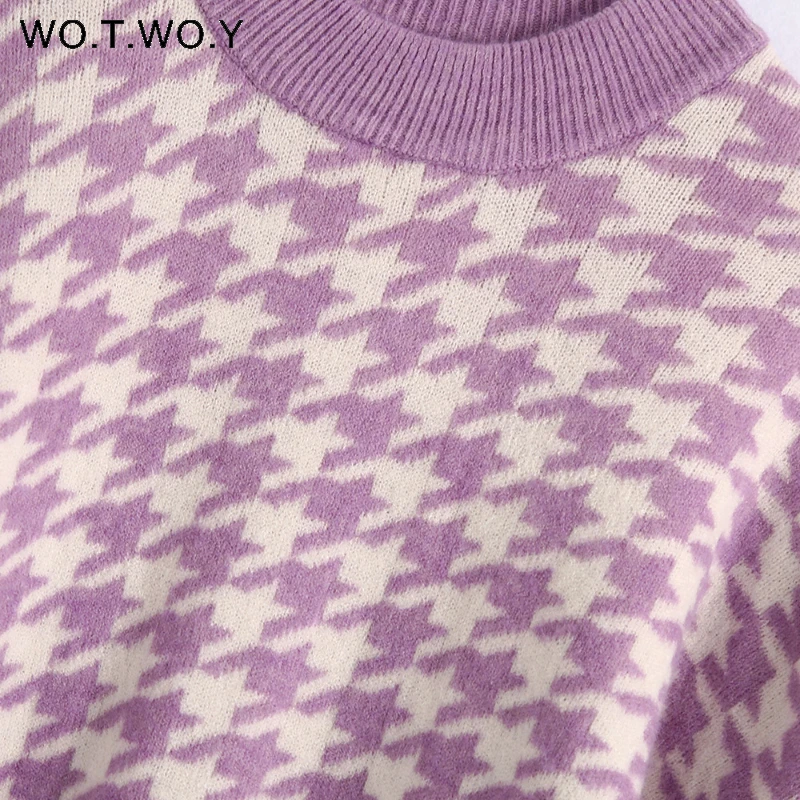 WOTWOY Houndstooth Oversized Knitted Sweater Women Long Sleeve Loose Plaid Pullover Female Autumn Winter Retro Jumper Tops 2021
WOTWOY Houndstooth Oversized Knitted Sweater Women Long Sleeve Loose Plaid Pullover Female Autumn Winter Retro Jumper Tops 2021