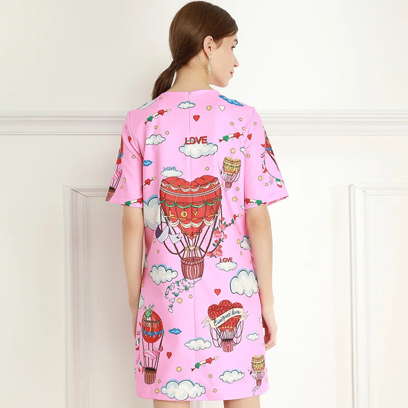 Girly Style round Neck Short Sleeve Cartoon Print Rhinestone Sequins Loose-Fitting Dress New Flab Hiding Fashion Women's Wear
Girly Style round Neck Short Sleeve Cartoon Print Rhinestone Sequins Loose-Fitting Dress New Flab Hiding Fashion Women's Wear