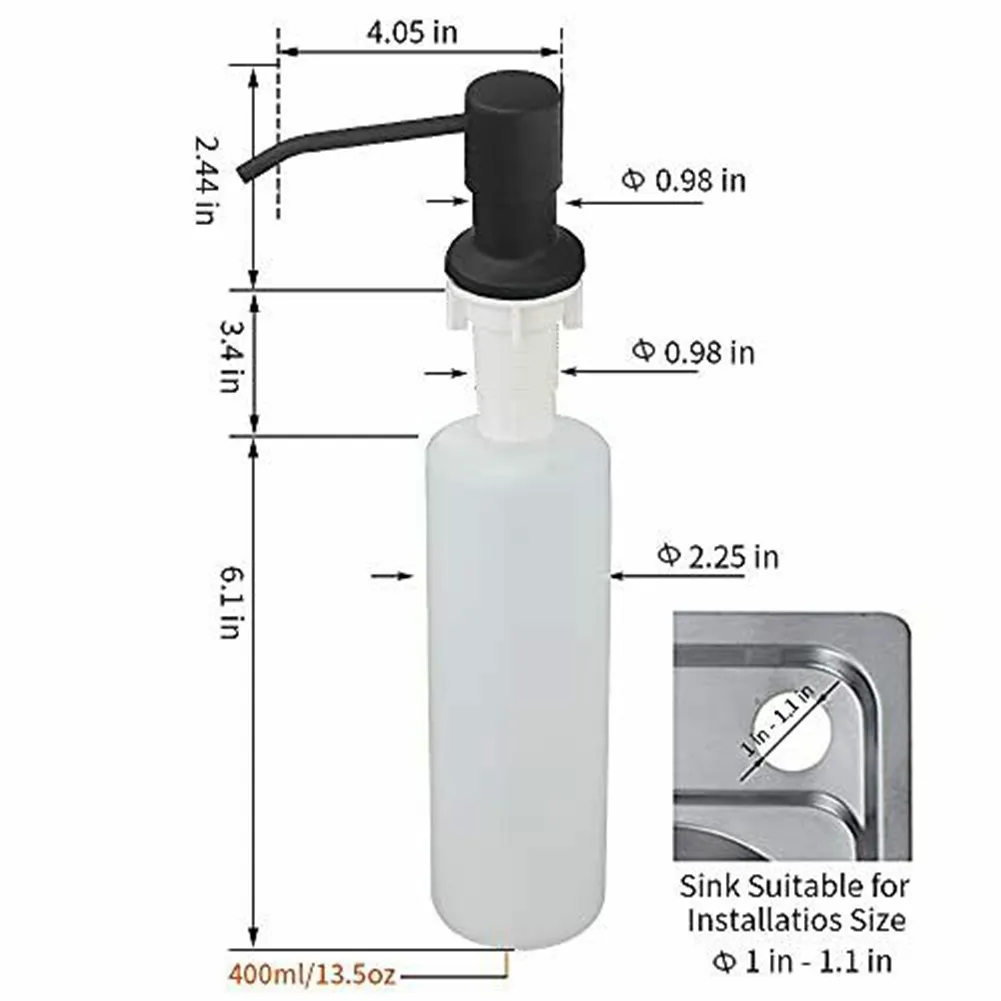 500ML Kitchen Sink Liquid Soap Dispenser Lotion Pump 304 Stainless Steel Head For Kitchen Sink Built In Chrome/Nickel Dispenser
500ML Kitchen Sink Liquid Soap Dispenser Lotion Pump 304 Stainless Steel Head For Kitchen Sink Built In Chrome/Nickel Dispenser