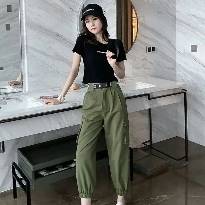 Trousers Women Cargo Pants Lace Up Pants Loose Korean Summer Casual Ankle Banded Harem Pants Suit Harem Pants Joggers Streetwear
Trousers Women Cargo Pants Lace Up Pants Loose Korean Summer Casual Ankle Banded Harem Pants Suit Harem Pants Joggers Streetwear