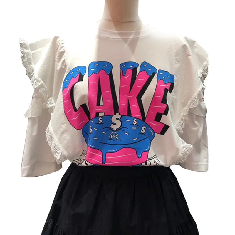 Summer Women's Short-sleeved Korean The New Three-dimensional Lotus Leaf Lace T-shirt Cake Women Short-sleeved GX223
Summer Women's Short-sleeved Korean The New Three-dimensional Lotus Leaf Lace T-shirt Cake Women Short-sleeved GX223