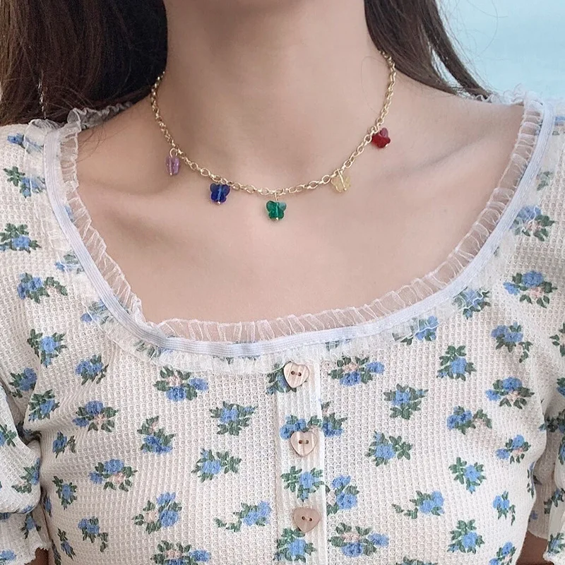 Summer Colored Butterfly Pendant Necklace For Female Jewelry Light Luxury Collarbone Chain 2021 Simple Choker Tide Girl Gift
Summer Colored Butterfly Pendant Necklace For Female Jewelry Light Luxury Collarbone Chain 2021 Simple Choker Tide Girl Gift
