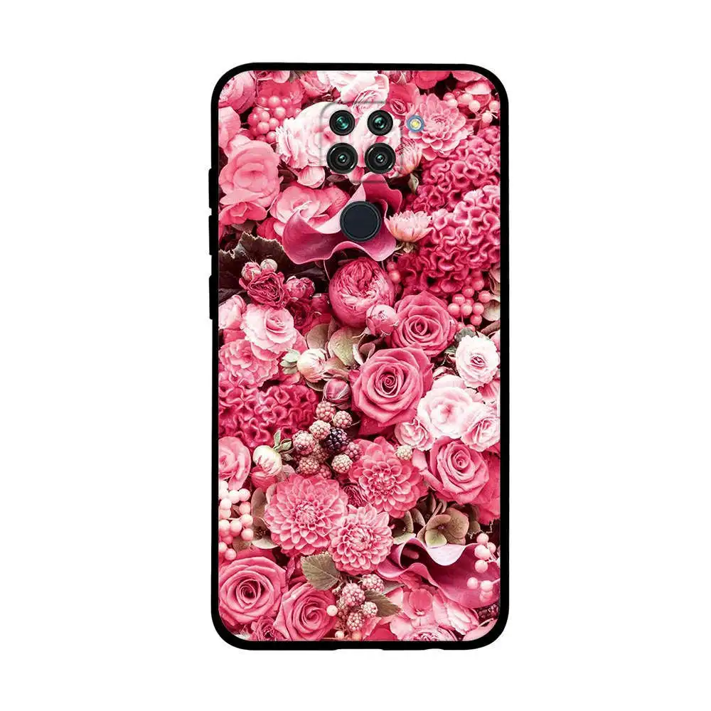Мягкий чехол для Xiaomi Redmi Note 9 силиконовый с аниме-рисунком Xiomi телефона цветами