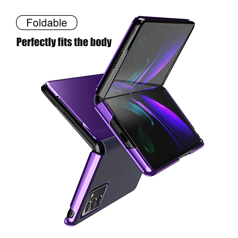 

For Samsung Galaxy Z Fold 2 5G W21 W20 Smart Flip Case Mirror Plating PU Leather Kickstand Shockproof Phone Cover Funda