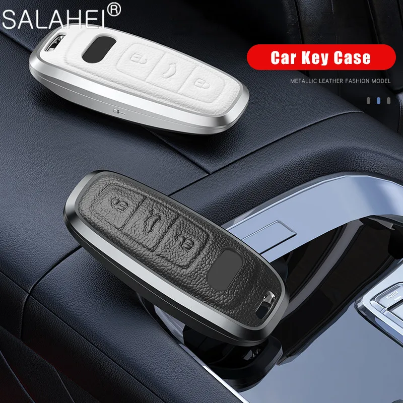 Car Key Case Aluminum Alloy Leather Smart Holder Cover With Keychain For Audi A6L A7 A8 Q8 E-tron C8 D5 2018 2019 2020 Styling 
Car Key Case Aluminum Alloy Leather Smart Holder Cover With Keychain For Audi A6L A7 A8 Q8 E-tron C8 D5 2018 2019 2020 Styling