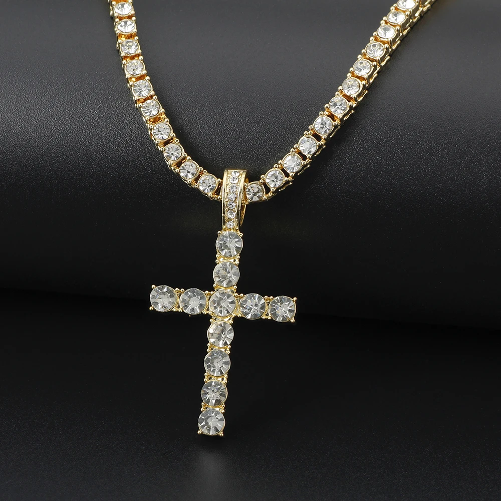 Iced Out Ankh крест кулон ожерелье короткая цепочка для женщин хип хоп ювелирные