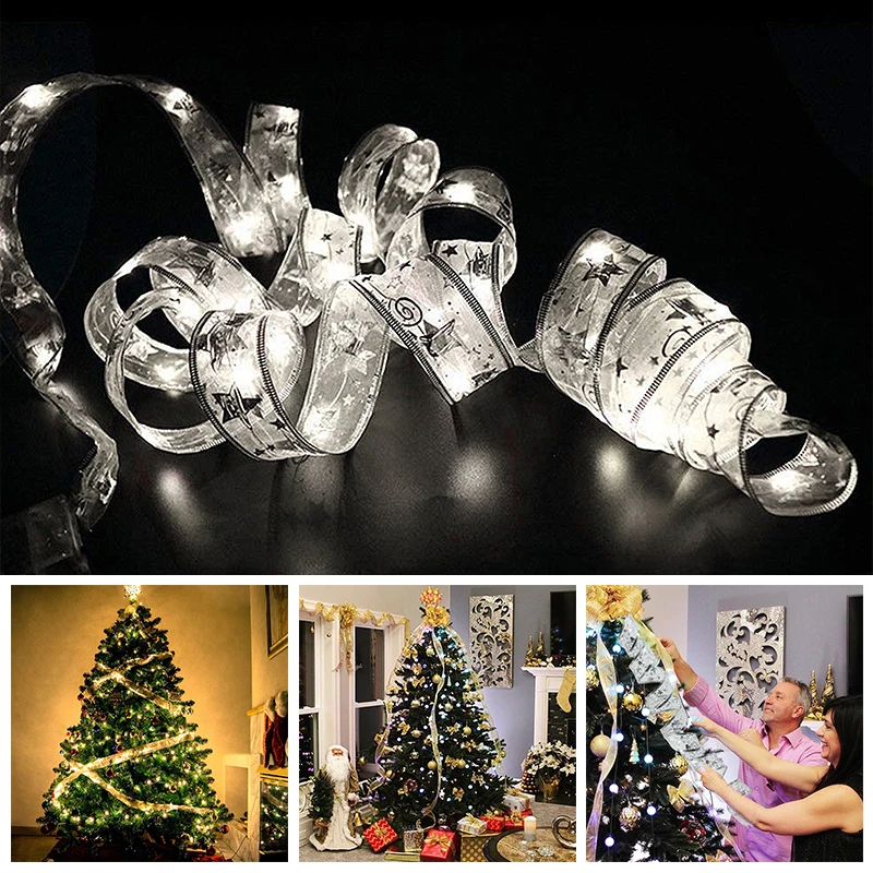 1/2/5M Double Layer Fairy Lights String Christmas Ribbon Bows With LED Christmas Tree Ornament New Year Navidad Home Decor
1/2/5M Double Layer Fairy Lights String Christmas Ribbon Bows With LED Christmas Tree Ornament New Year Navidad Home Decor