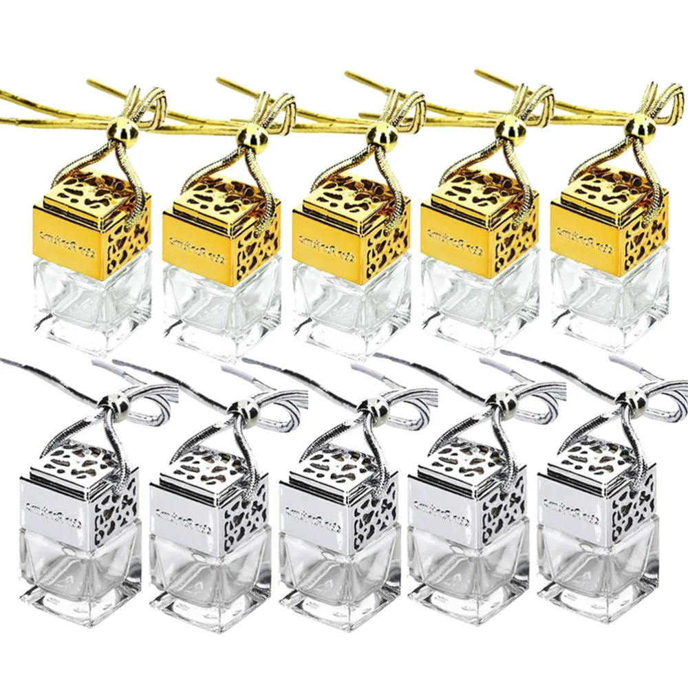 10 Pcs 8ml Creative Square Glass Perfume Bottle Pendant Empty Essential Oil Sub-bottle Car Hanging Pendant (Golden/Silver, Each
10 Pcs 8ml Creative Square Glass Perfume Bottle Pendant Empty Essential Oil Sub-bottle Car Hanging Pendant (Golden/Silver, Each